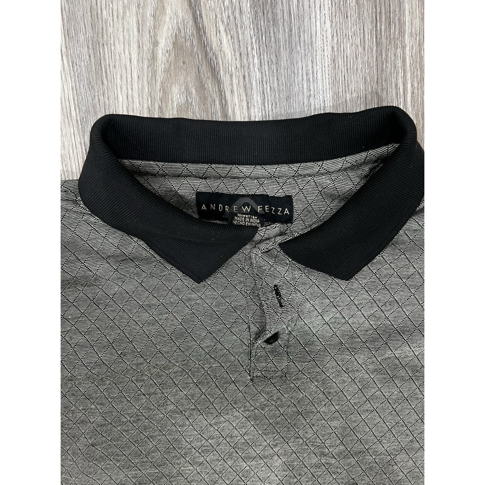 Vintage Andrew Fizza Polo Shirt Men's Large In Diamond Jacquard